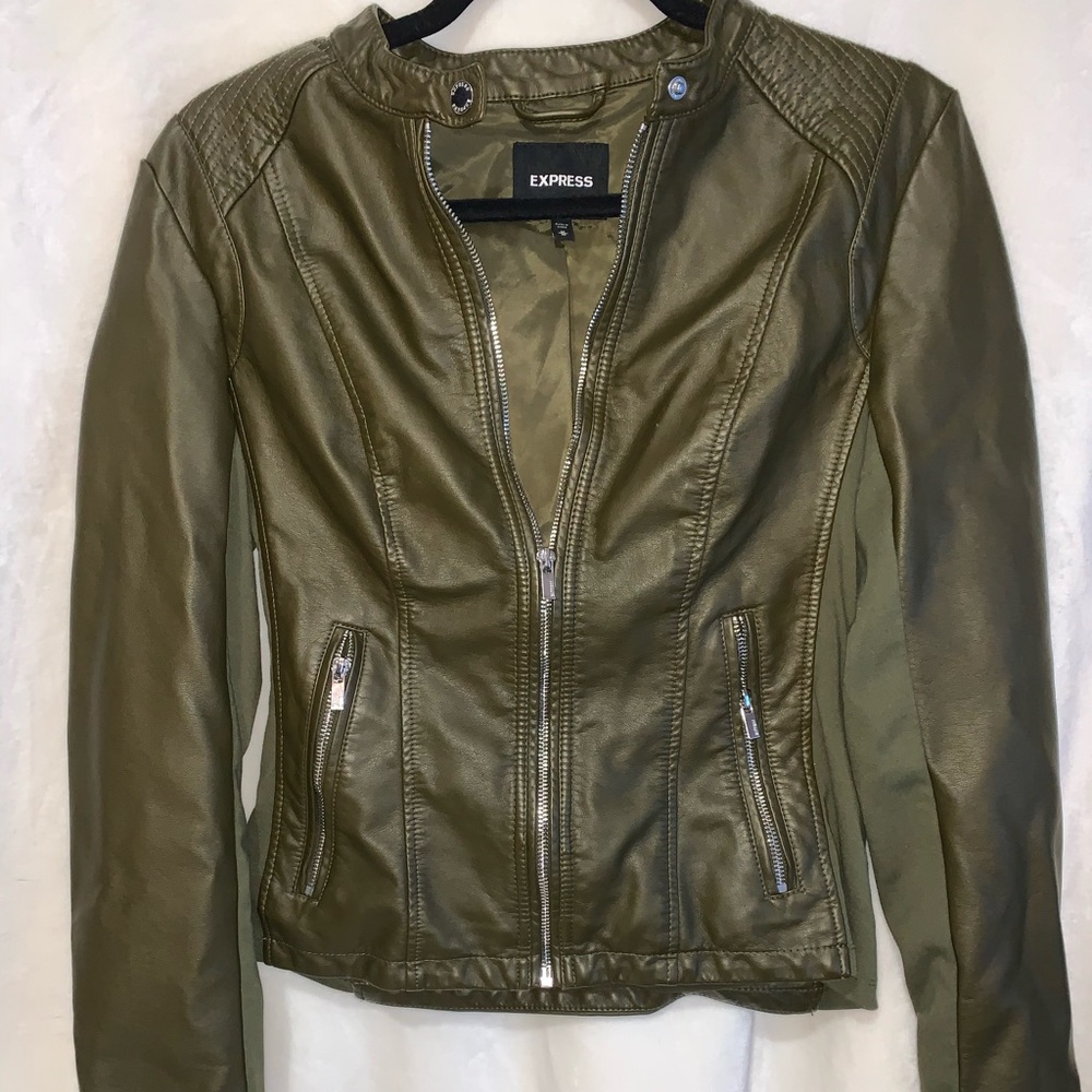 Deep green faux leather jacket